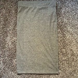 Grey Striped Midi Skirt